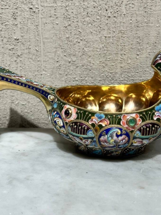 Ковш, кабошоны, мастерская Жевержеева, 16,4 см, 189 грамм