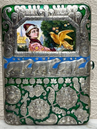 Редкий портсигар 20 века, серебро, 84 проба